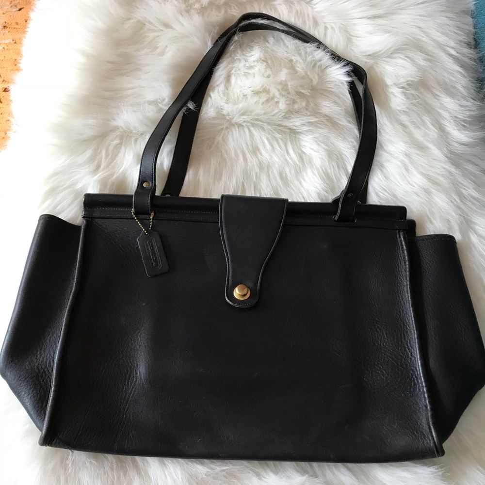 Coach Black Leather Vintage Tote